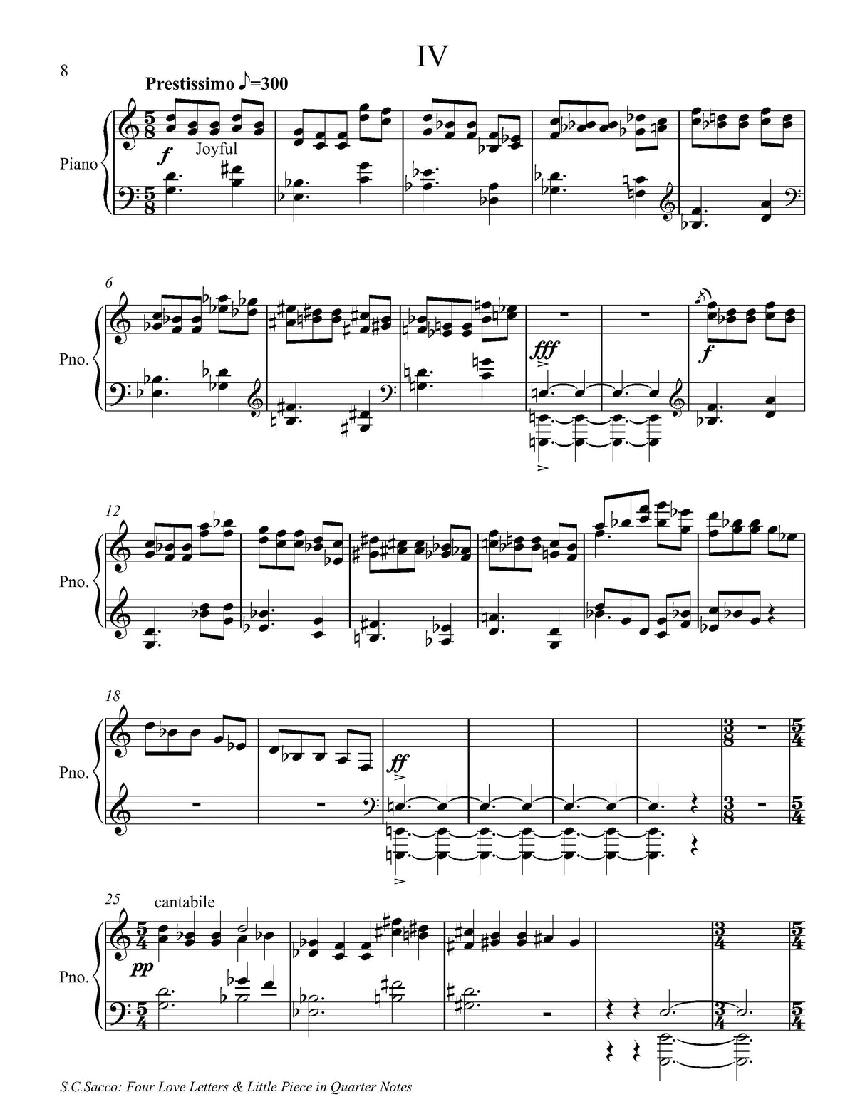 Sacco: 4 Love Letters & Little Piece in Quarter Notes