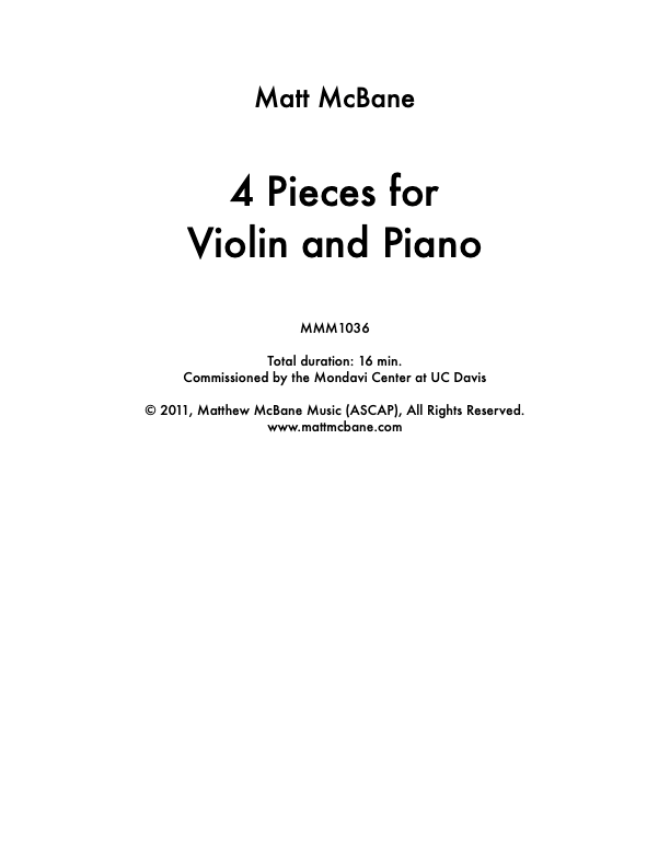 McBane: Four Pieces for Violin and Piano