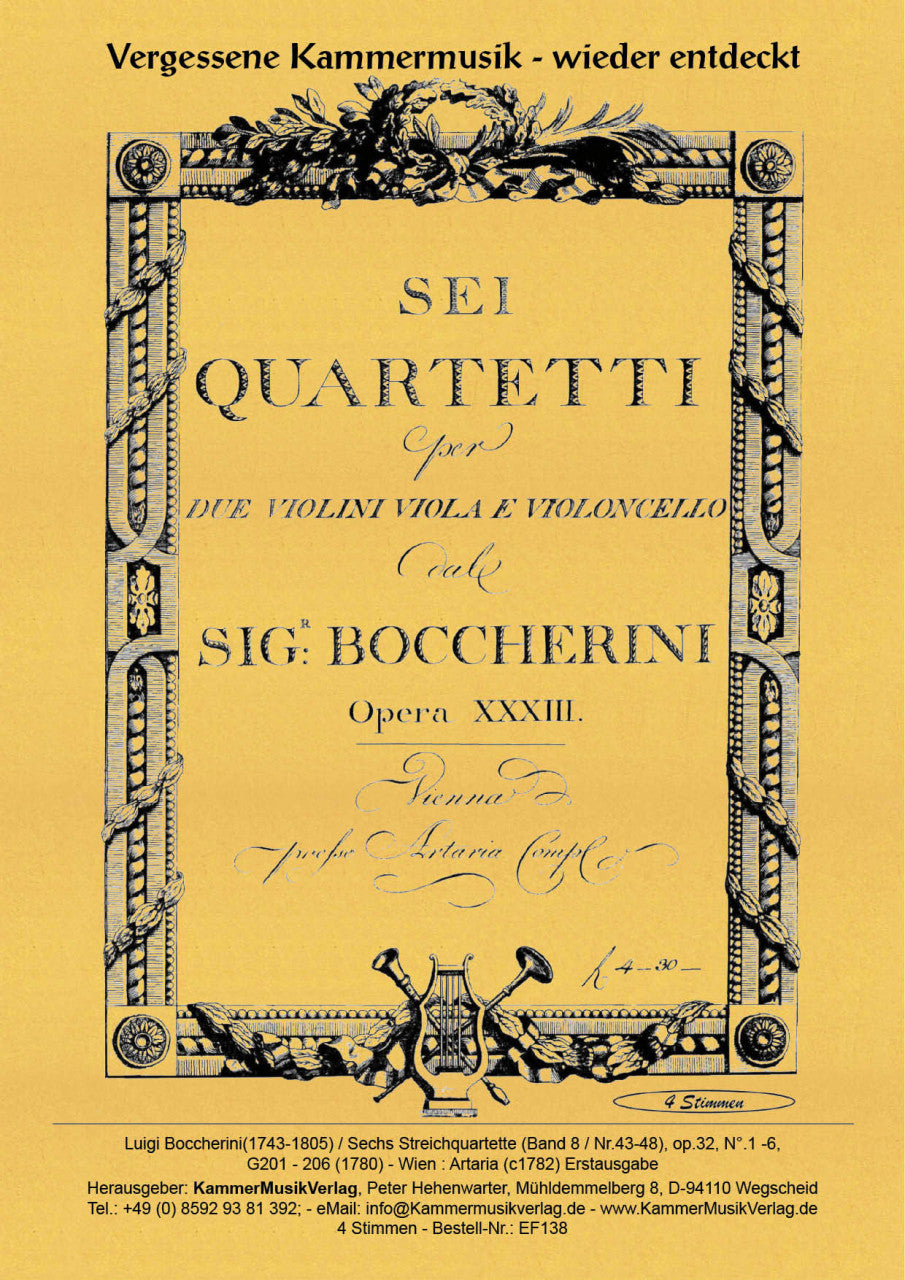 Boccherini: String Quartets Nos. 43-48, G 201-206, Op. 32 – Ficks