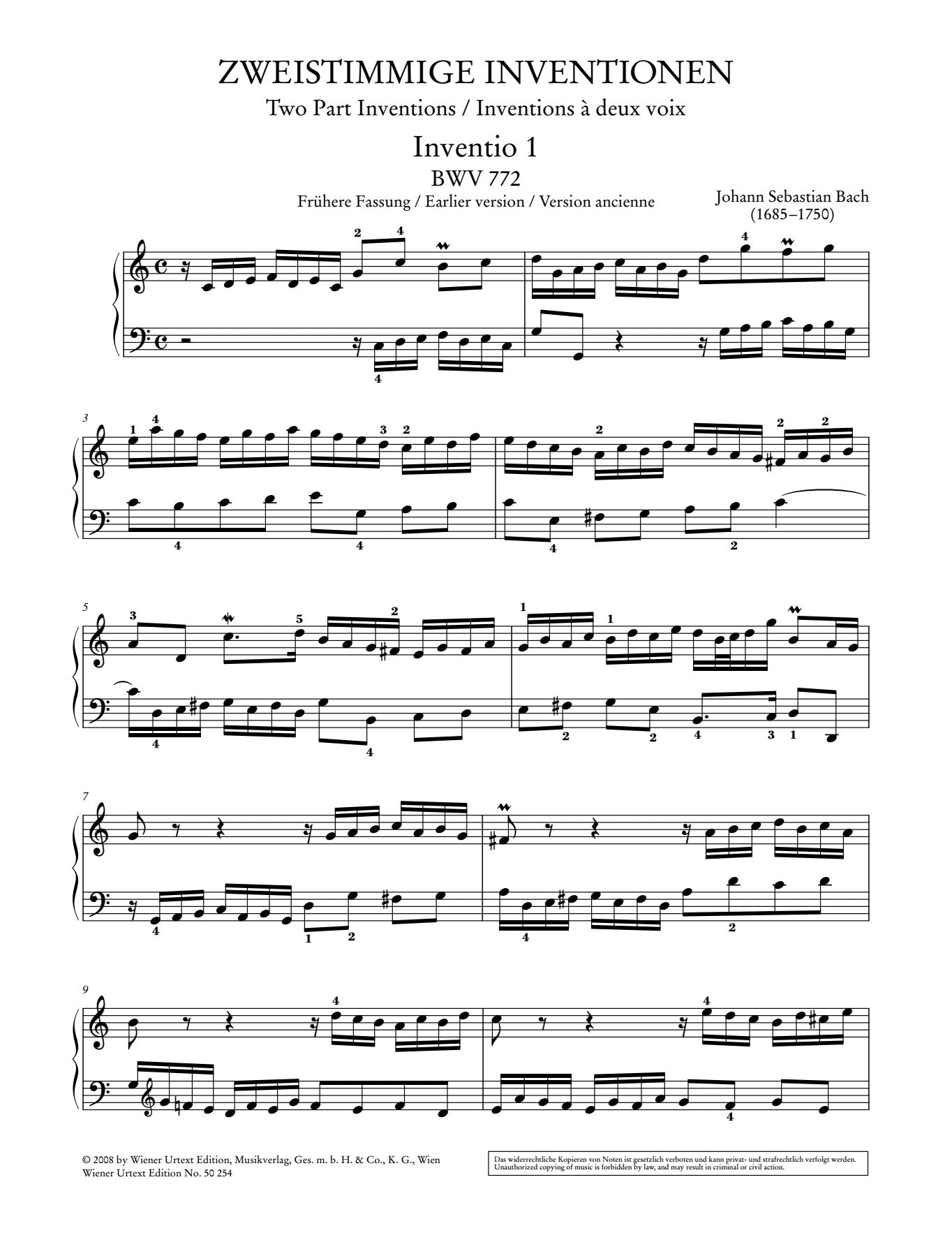 Bach: Two-Part Inventions, BWV 772-786 – Ficks Music