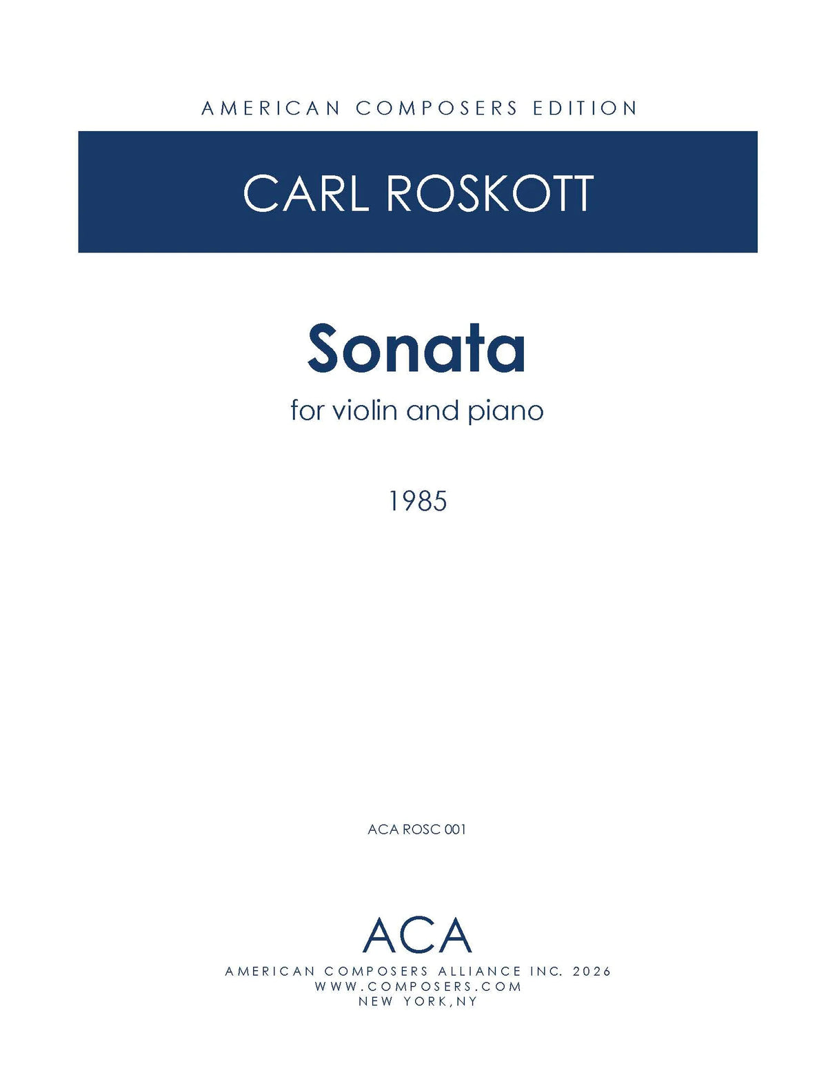 Roskott: Violin Sonata