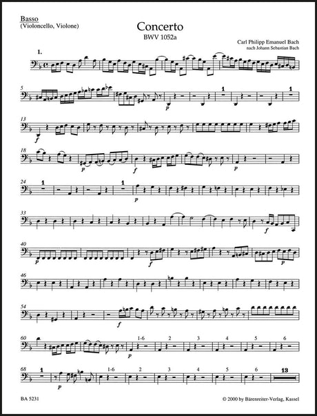 C.P.E. Bach: Harpsichord Concerto in D Minor, BWV 1052a