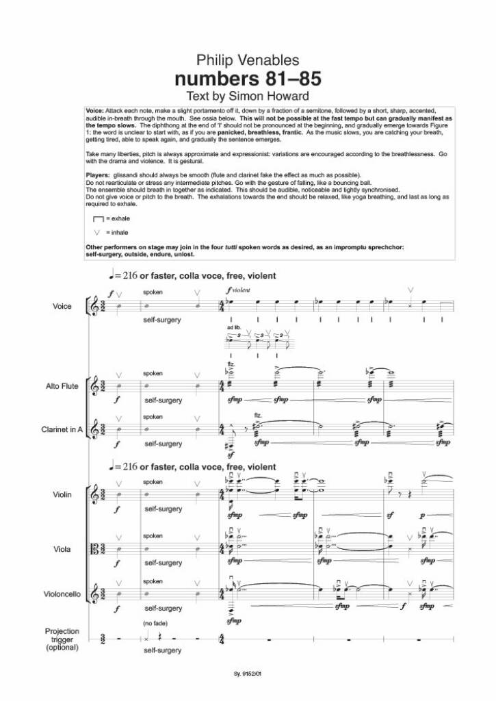 Venables: numbers 81-85; numbers 96-100