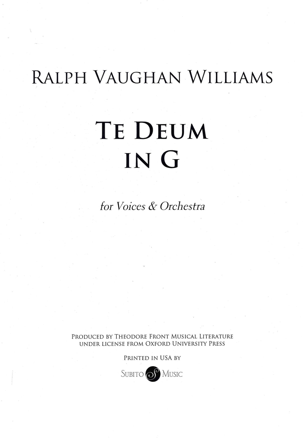 Vaughan Williams: Te Deum in G Major