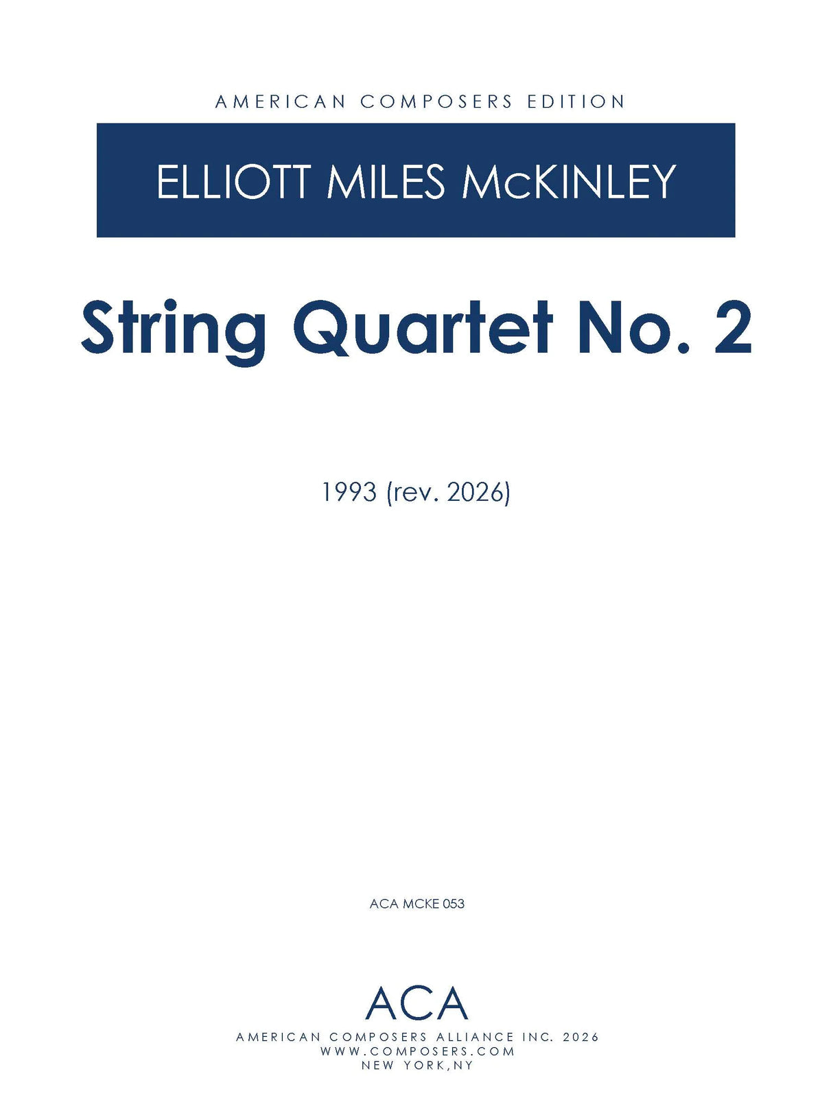 E.M. McKinley: String Quartet No. 2