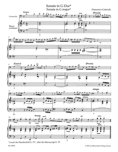 Gabrielli: The Complete Works for Cello