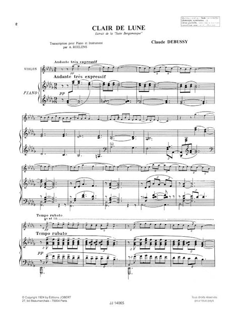 Debussy: Clair de lune (arr. for violin & piano)