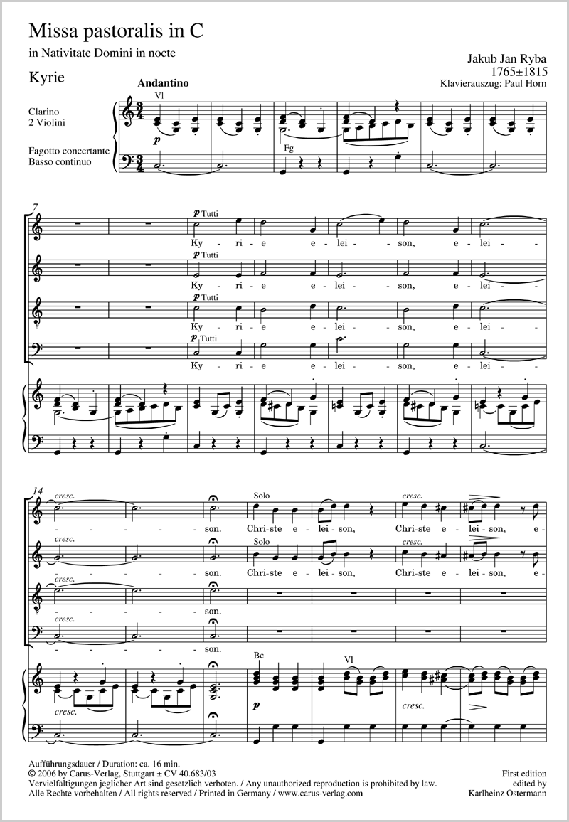Ryba: Missa pastoralis in C Major