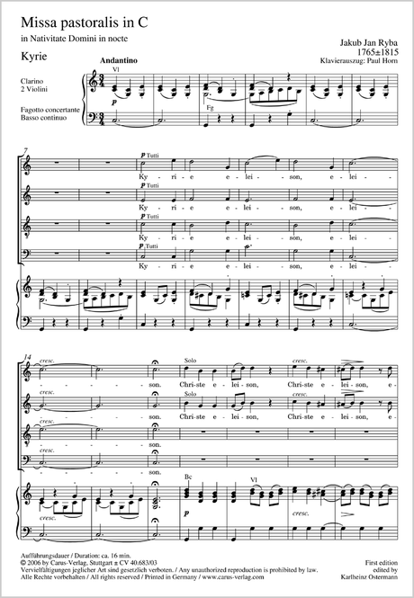 Ryba: Missa pastoralis in C Major
