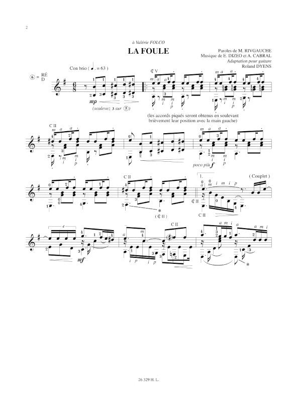 French Songs Arranged for Guitar - Volume 2