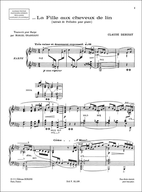 Debussy: La fille aux cheveux de lin (arr. for harp)