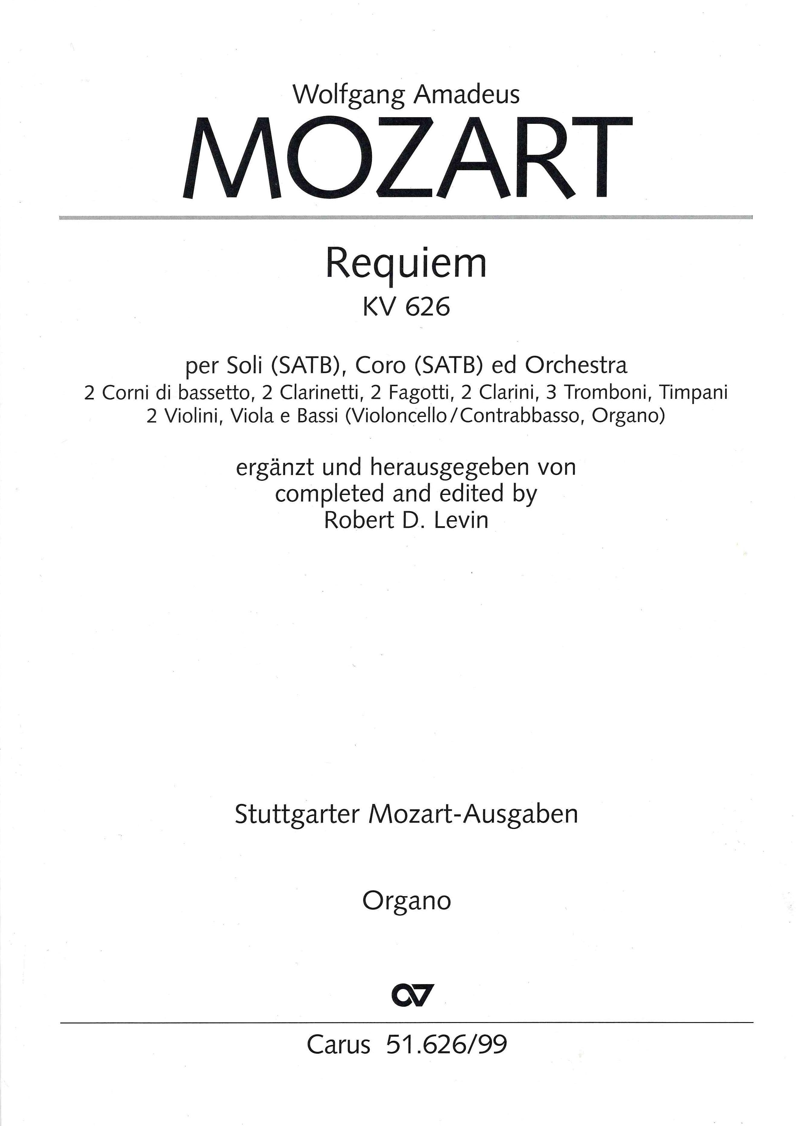 Mozart: Requiem, K. 626 (completed by Levin) – Ficks Music