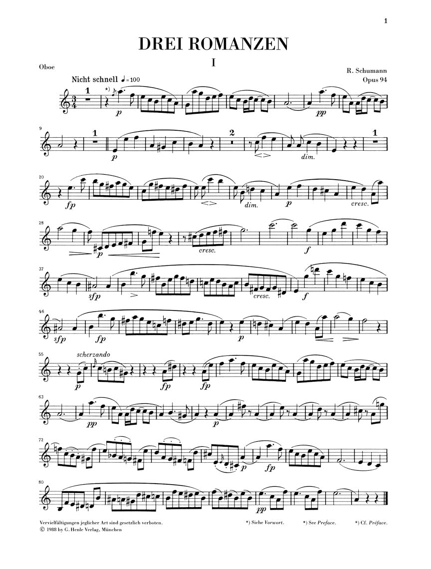 Schumann: 3 Romances, Op. 94 (Version for Oboe) – Ficks Music