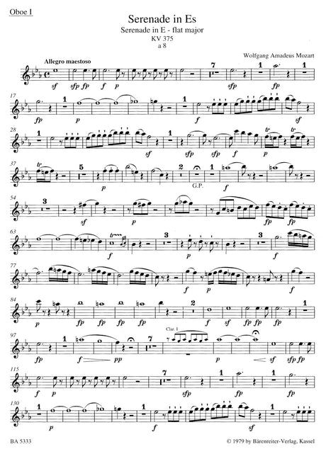 Mozart: Serenade in E-flat Major, K. 375 for Wind Octet