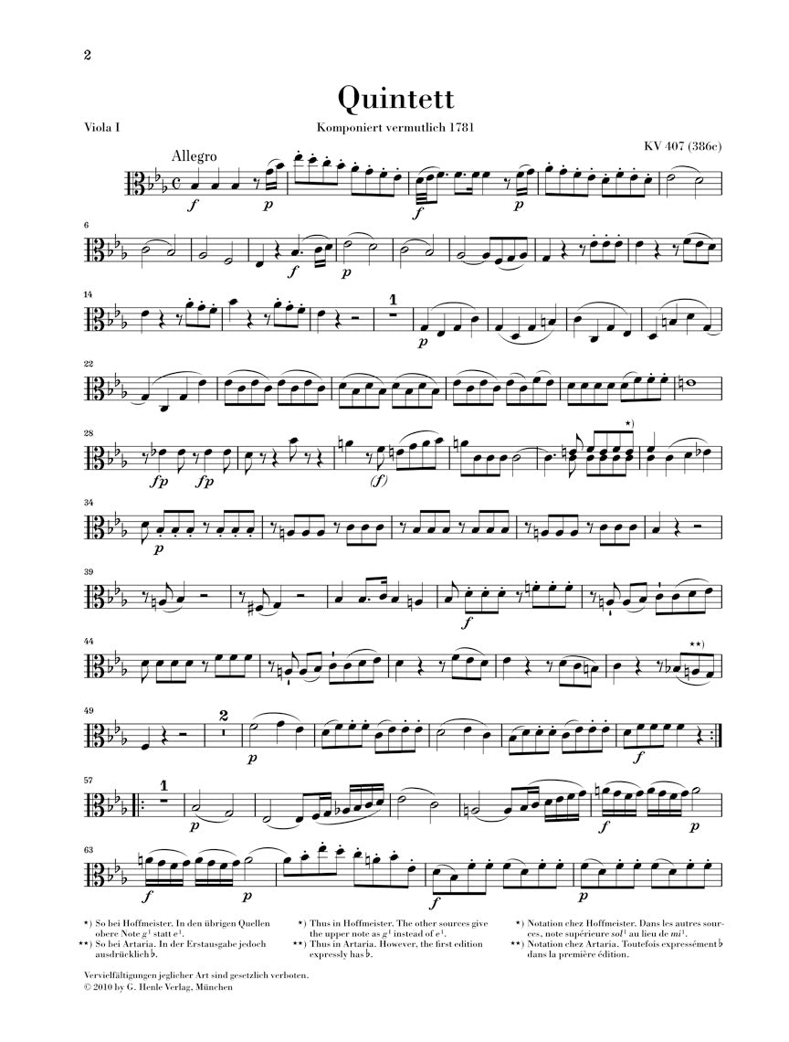 Mozart: Horn Quintet in E-flat Major, K. 407 (386c)