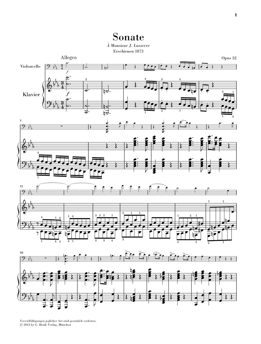 Saint-Saëns: Cello Sonata No. 1 in C Minor, Op. 32 – Ficks Music