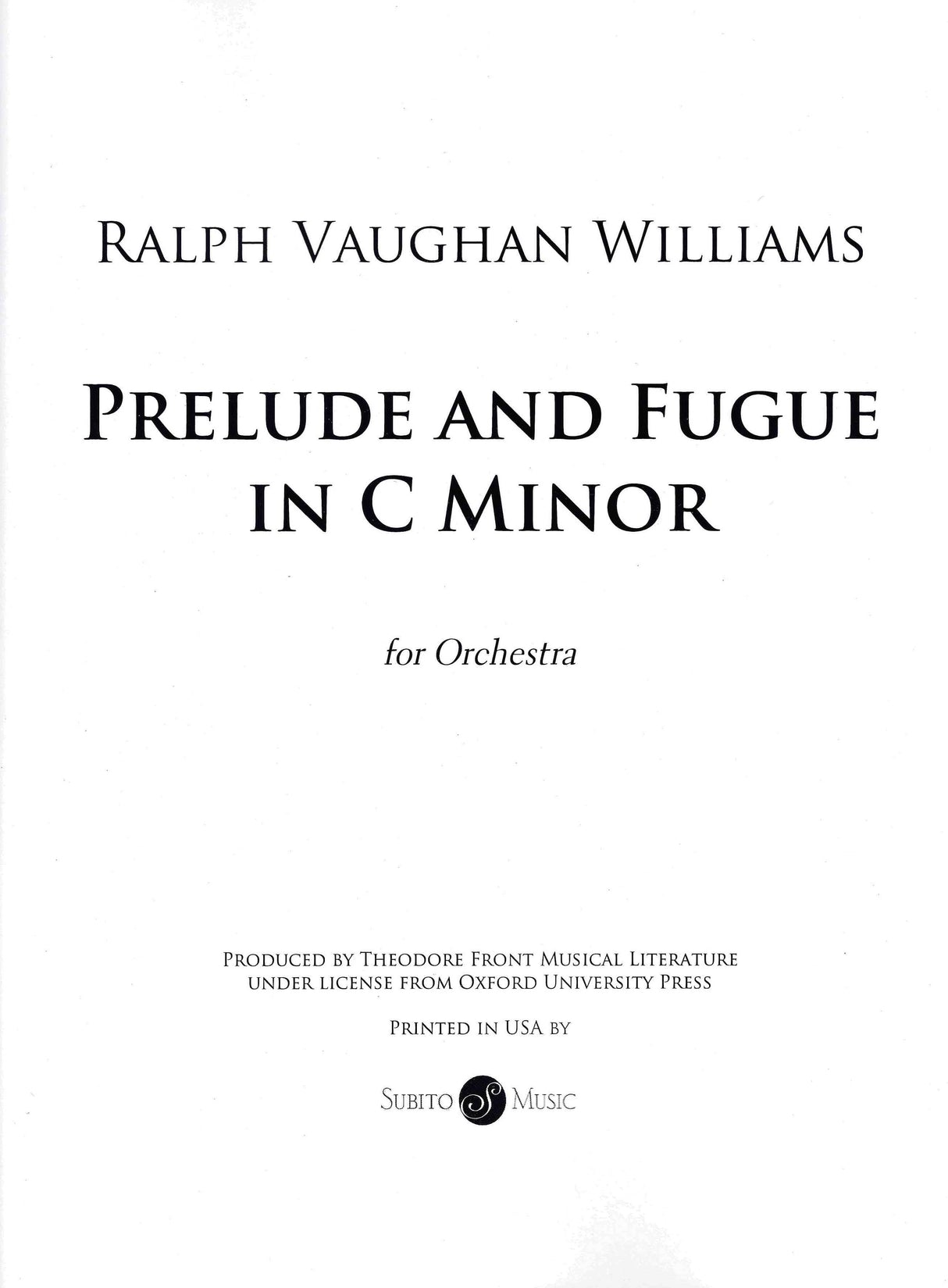 Vaughan Williams: Prelude and Fugue in C Minor (Version for Orchestra)
