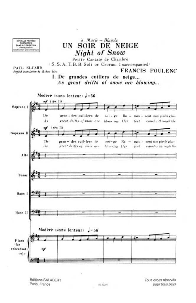 Poulenc: Un soir de neige, FP 126