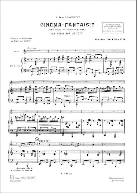 Milhaud: Cinéma fantaisie, Op. 58b