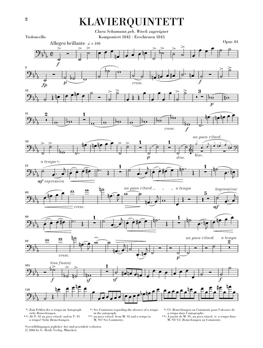 Schumann: Piano Quintet in E-flat Major, Op. 44 – Ficks Music