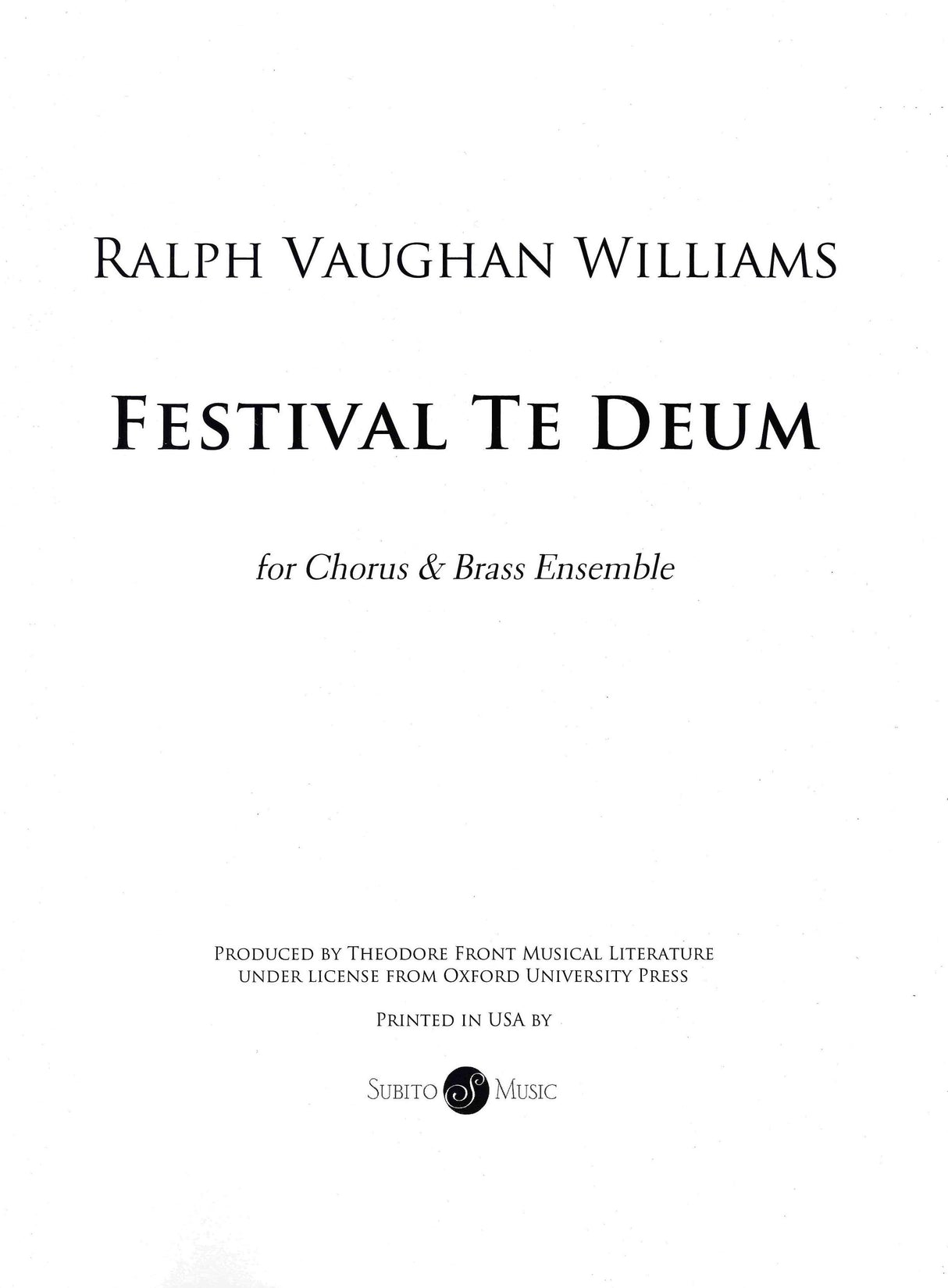 Vaughan Williams: Festival Te Deum (Version for Choir & Brass Ensemble)