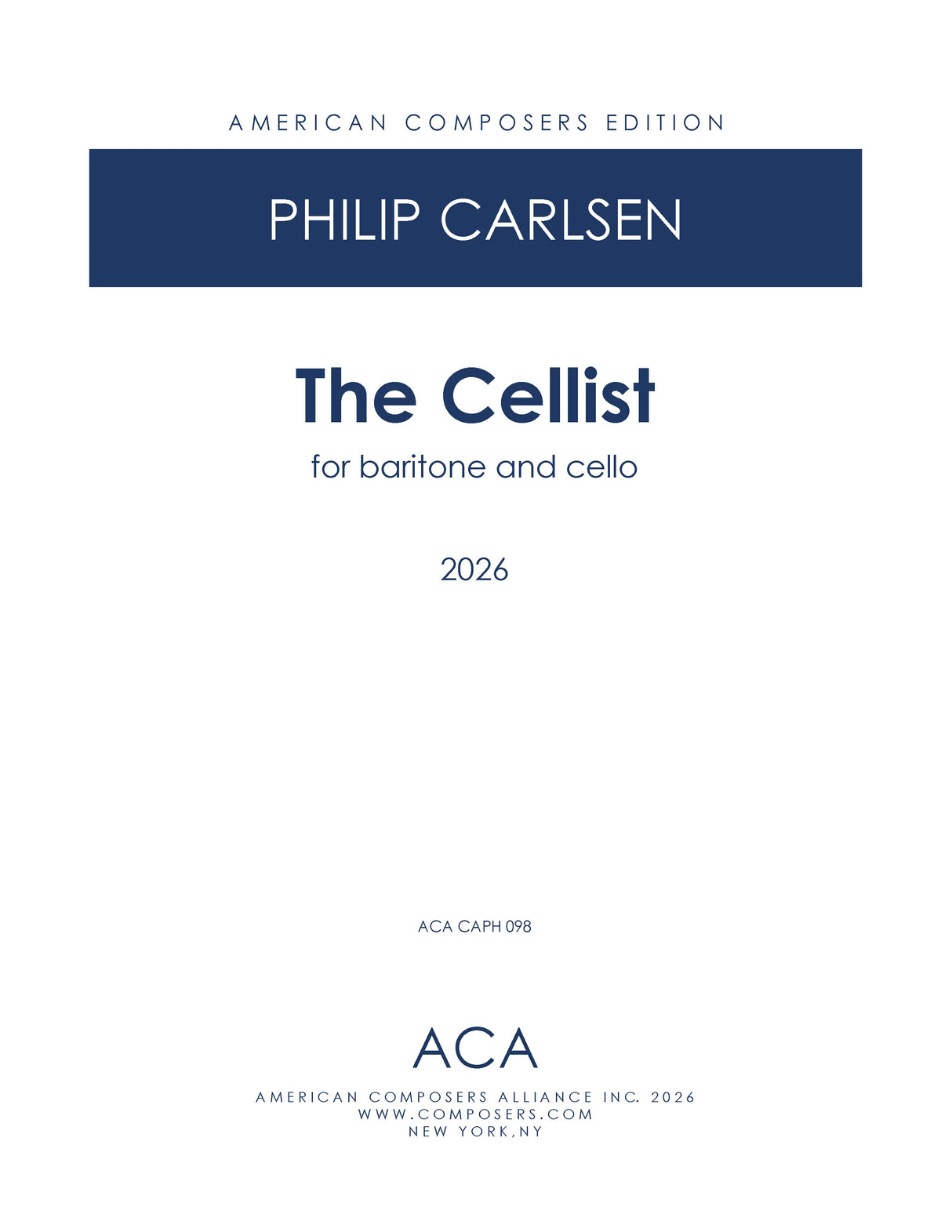 Carlsen: The Cellist (arr. for baritone & cello)