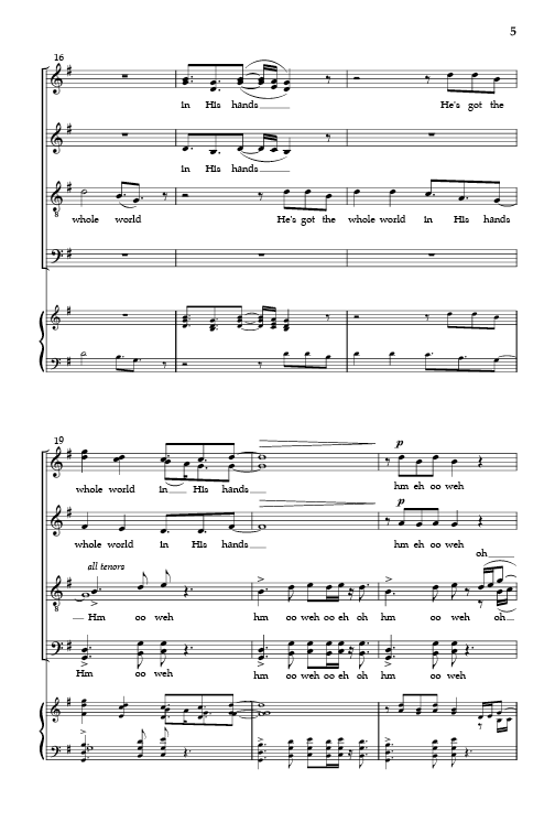 He's Got the Whole World in His Hands (arr. for SATB choir)