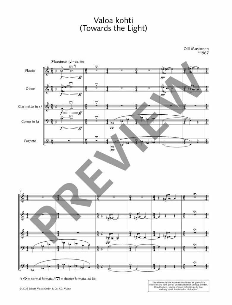 Mustonen: Valoa kohti (Version for Wind Quintet)