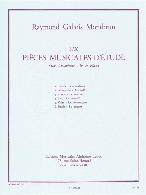 Gallois-Montbrun: Six pièces musicales d'étude
