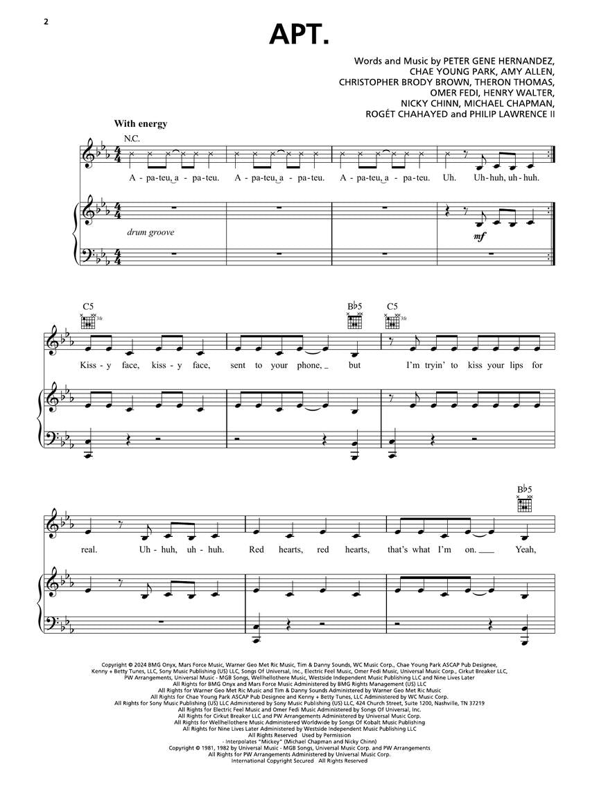 Bruno Mars Sheet Music Collection