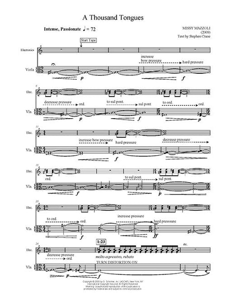 Mazzoli: A Thousand Tongues (Version for Viola & Electronics)