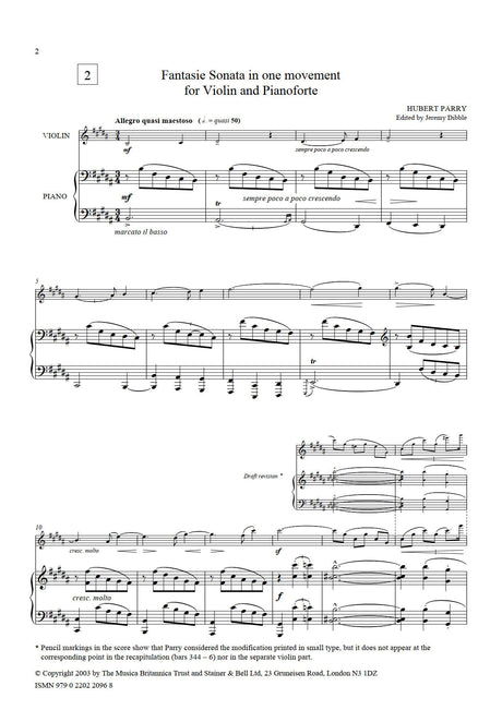 Parry: Fantasie Sonata in One Movement