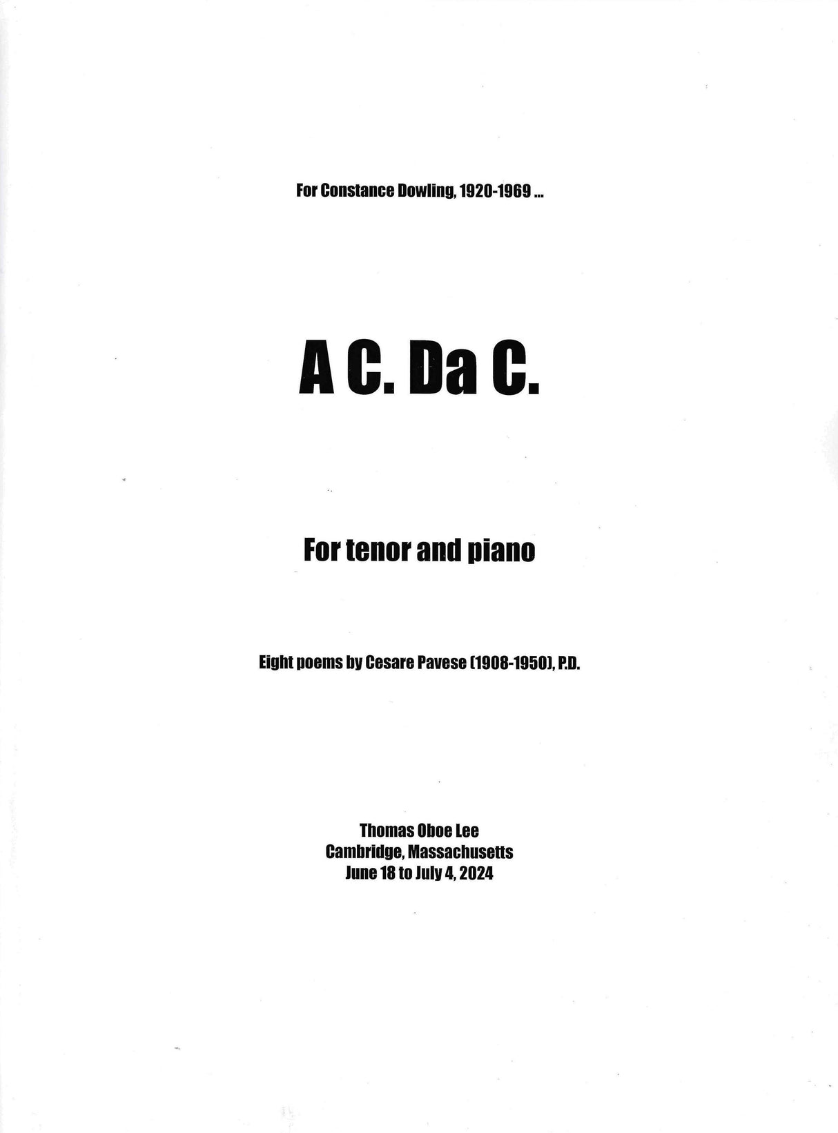 T.O. Lee: A C. Da C.