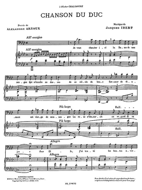 Ibert: Chanson du Duc