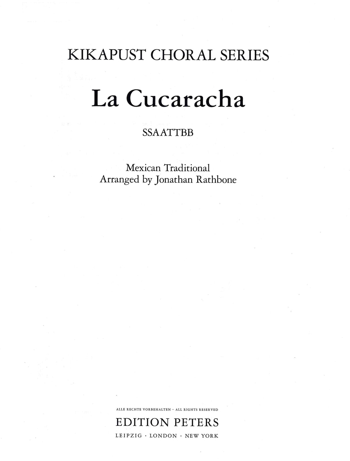 La Cucaracha (arr. for SSAATTBB)