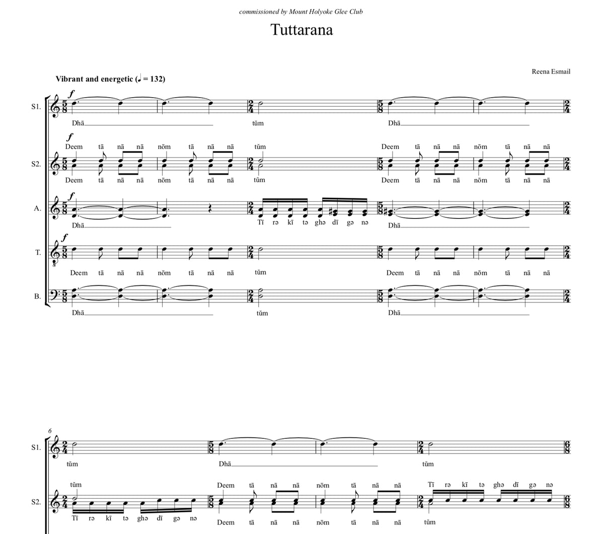 Esmail: Tuttarana (Version for SATB Choir)