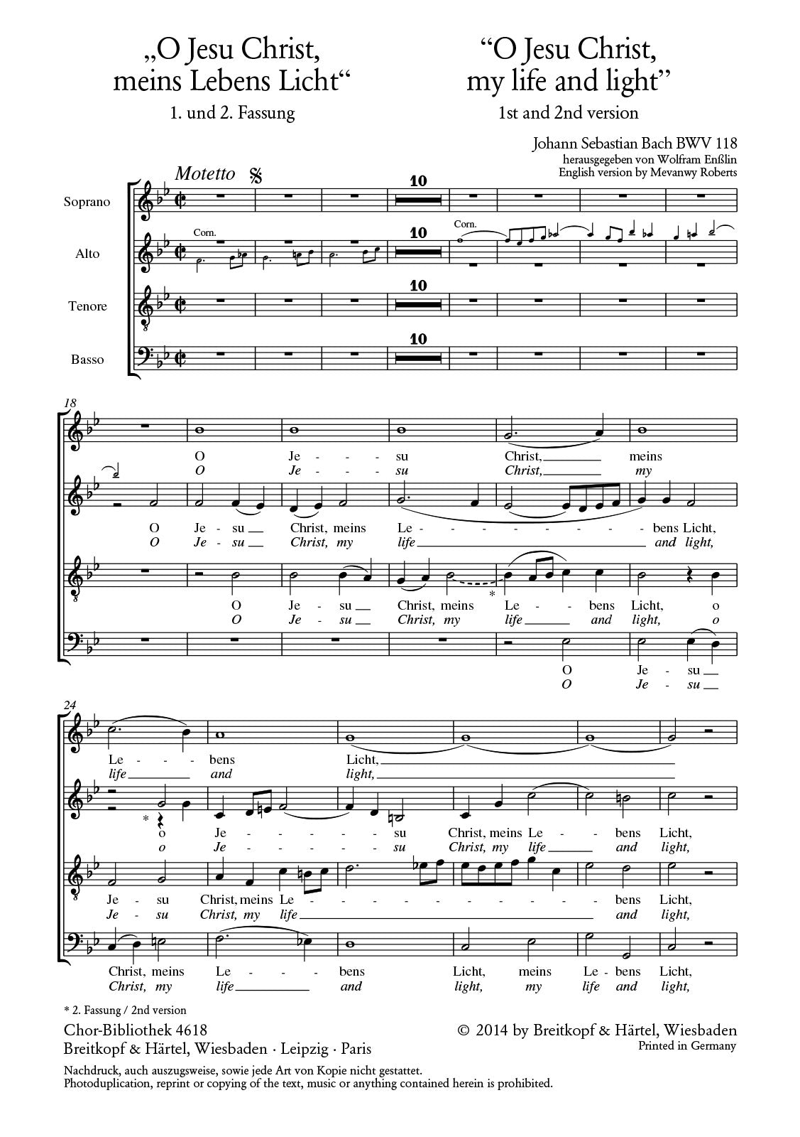 Bach: O Jesu Christ, meins Lebens Licht, BWV 118