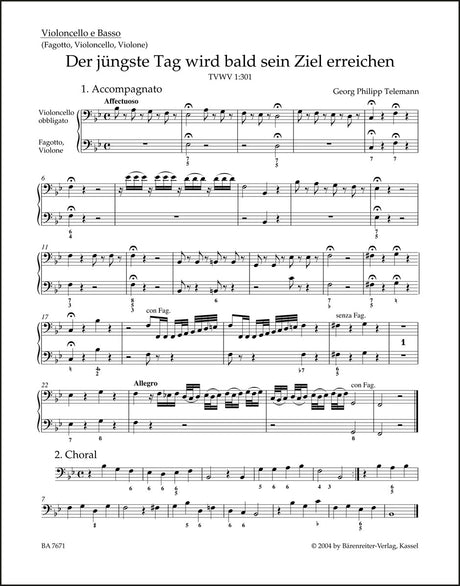 Telemann: Der jüngste Tag wird bald sein Ziel erreichen, TWV 1:301