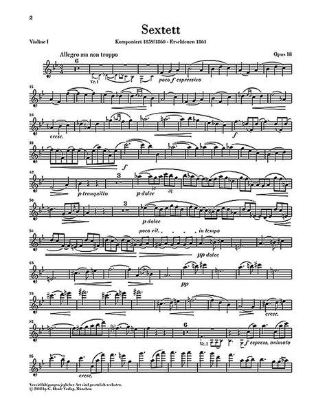 Brahms: String Sextet No. 1 in B-flat Major, Op. 18