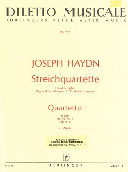 Haydn: String Quartet in E-flat Major, Hob. III:46, Op. 50, No. 3