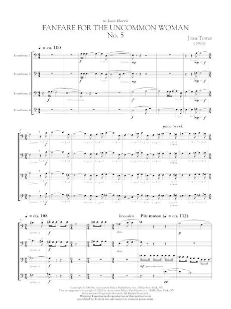 Tower: Fanfare for the Uncommon Woman No. 5 (Version for 4 Trombones)