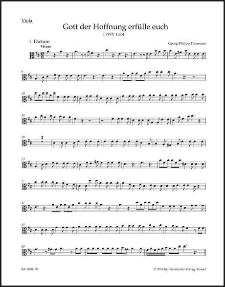 Telemann: Gott der Hoffnung erfülle euch, TWV 1:634