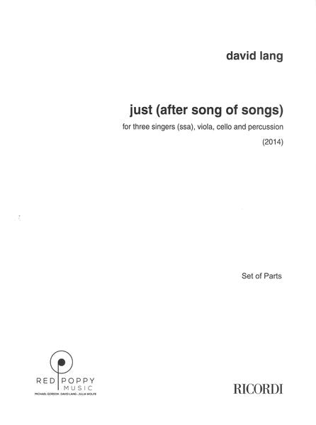 Lang: just (after song of songs) - Version for SSA, Viola, Cello & Percussion