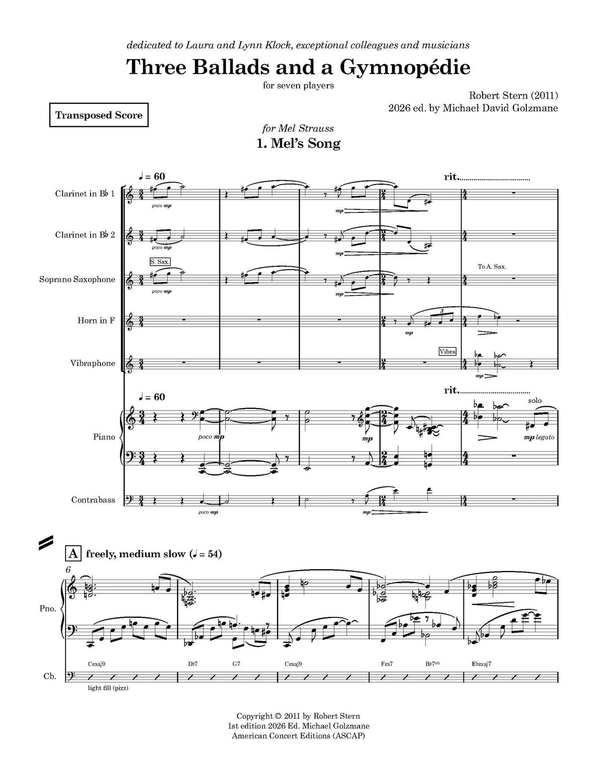 R. Stern: 3 Ballads and a Gymnopédie