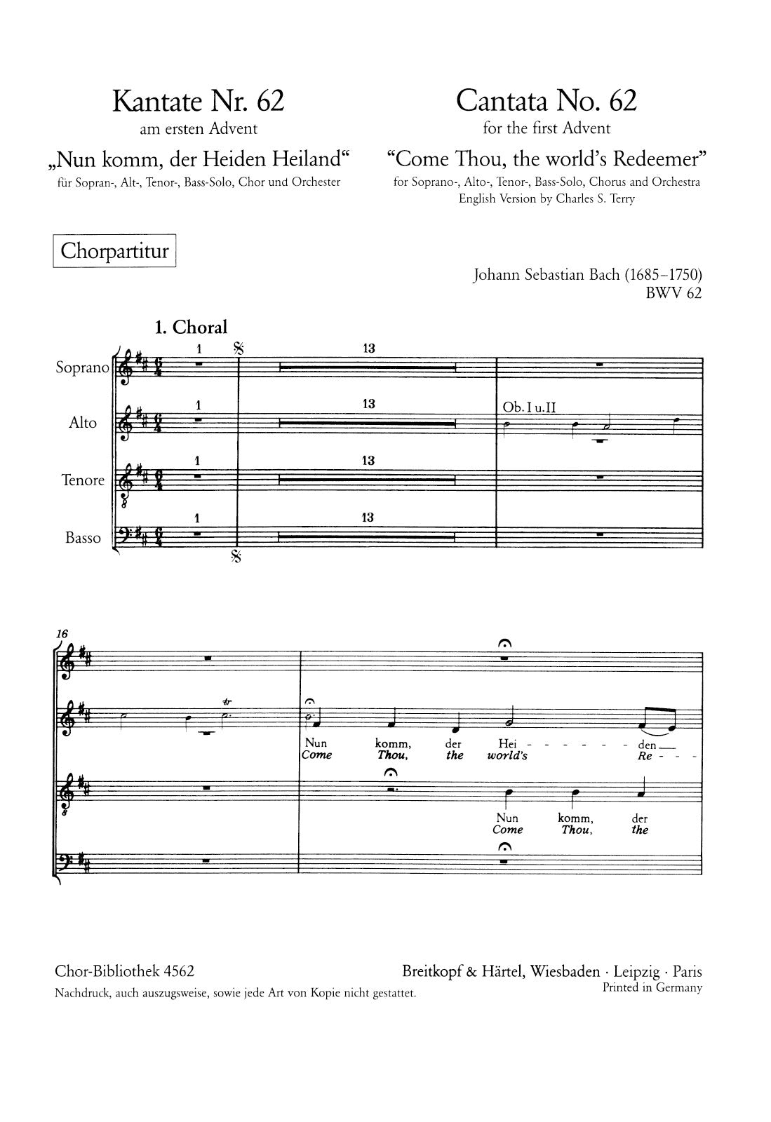 Bach: Nun komm, der Heiden Heiland, BWV 62