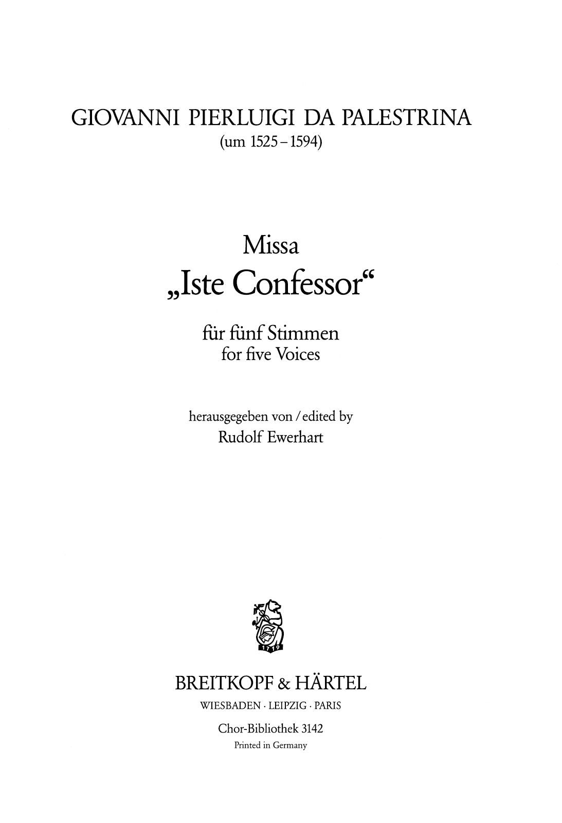 Palestrina: Missa "Iste confessor"