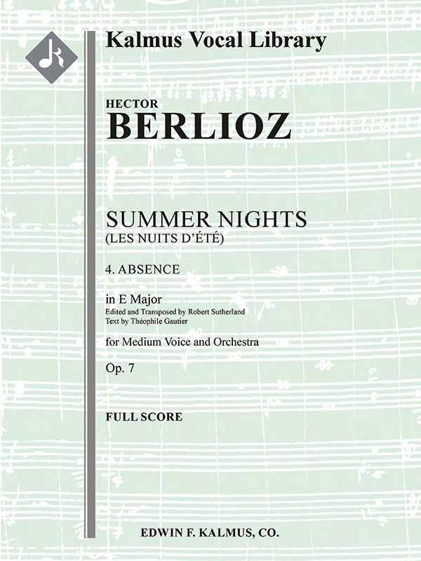 Berlioz: Absence, Op. 7, No. 4 (transposed in E Major)