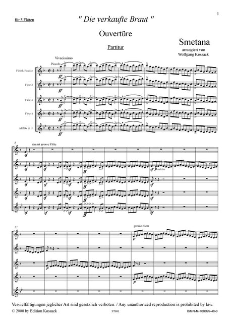 Smetana: Overture to The Bartered Bride (arr. for 5 flutes)