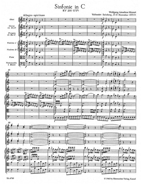 Mozart: Symphony No. 28 in C Major, K. 200 (173e)