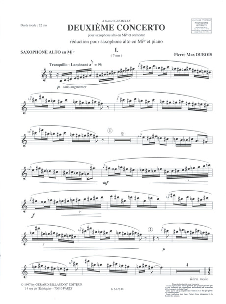 Dubois: Alto Saxophone Concerto No. 2